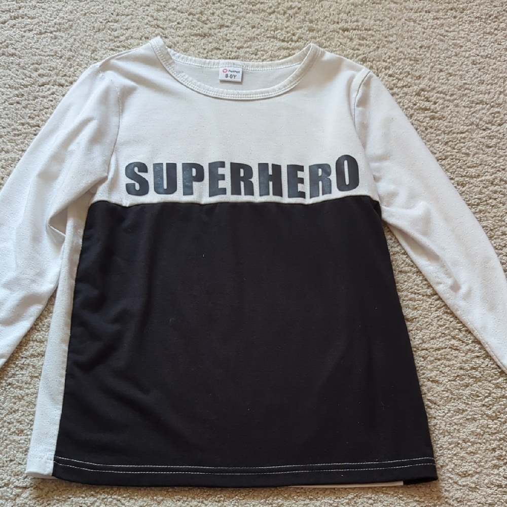 PatPat Black And White Kids' Superhero Shirt